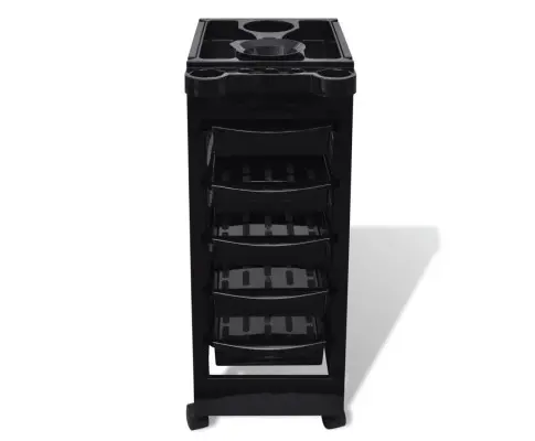 6 Tier Hairdressing Trolley Black 82x49x32cm Salon Hair Colouring Rolling Cart