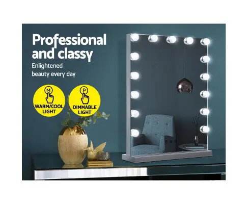 Embellir Makeup Mirror 43X61cm Hollywood with Light Vanity Dimmable Wall 15 LED