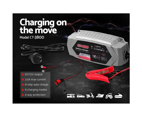 Smart Battery Charger 3.5A 12V 6V Automatic SLA AGM Car Truck Boat Motorcycle Caravan