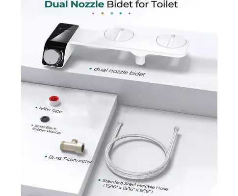 Toilet Bidet Seat Dual Nozzles Bidet Non Electric Toilet Water Sprayer Bathroom