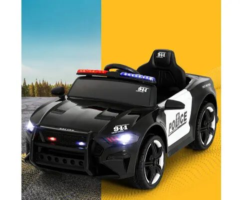 Rigo Kids Ride On Car Electric Patrol Police Cars Battery Powered Toys 12V Black