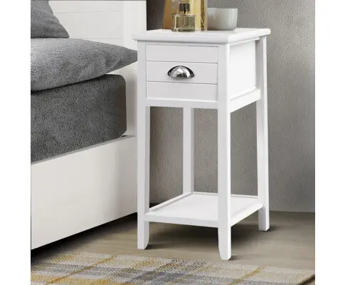 Artiss Bedside Table Nightstand Drawer Storage Cabinet Lamp Side Shelf White